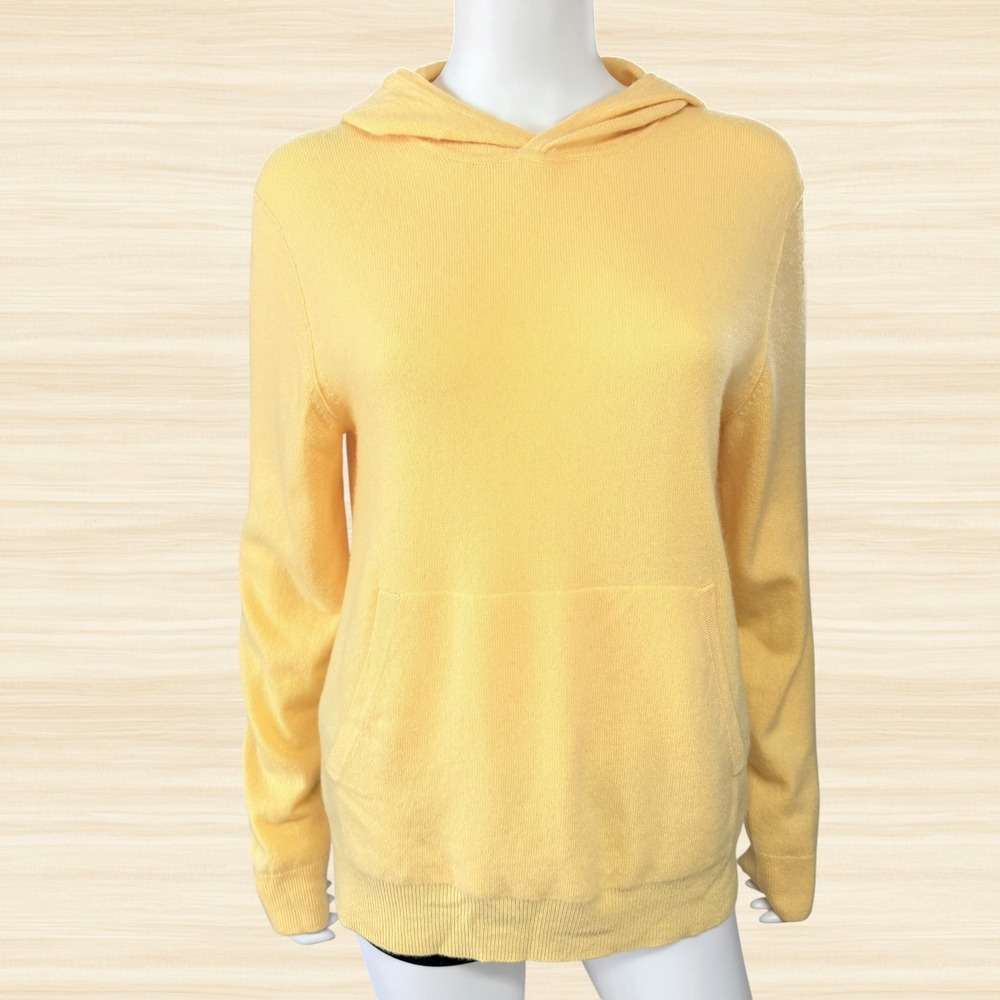 Banana Republic 100% Cashmere Hoodie Sweater Yellow Quiet Luxury Womens S